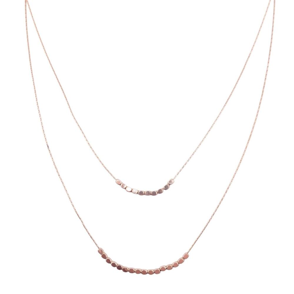 Goldtone Nugget Beads on a Cobra Link Chain Layered Adjustable Necklace NWOT